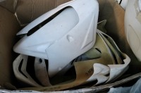 Fibreglass lower chin spoilers and rear guards 